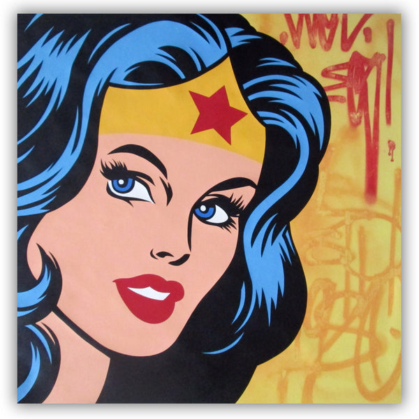 GRAFFITI ARTIST SEEN  -  "Wonder Woman"  Aerosol on  Canvas