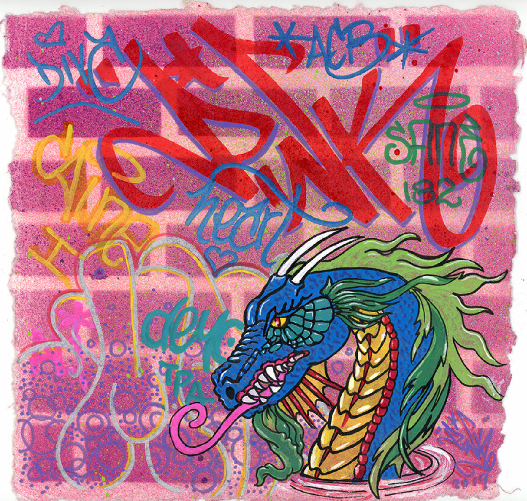 LADY PINK- "Dragon w/Tags" Drawing