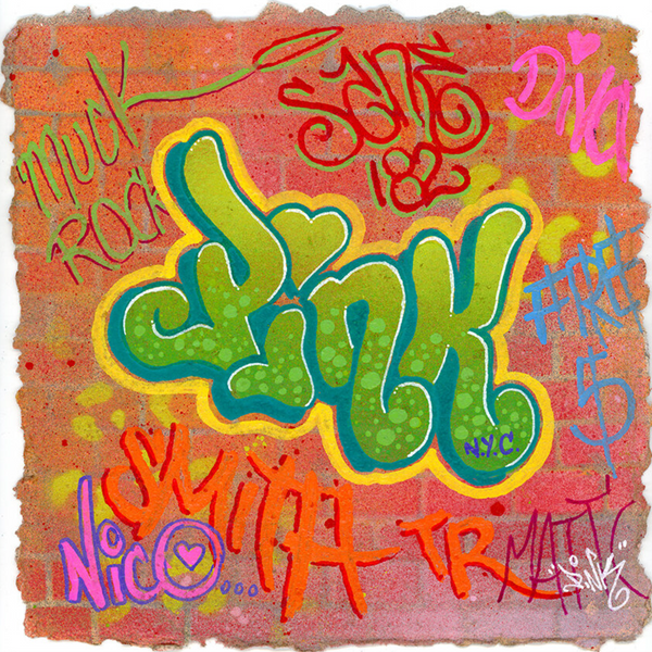 LADY PINK- "Bombed Wall " Drawing