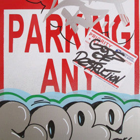 COPE 2 - "Silver Classic Bubble #37" No Parking Sign