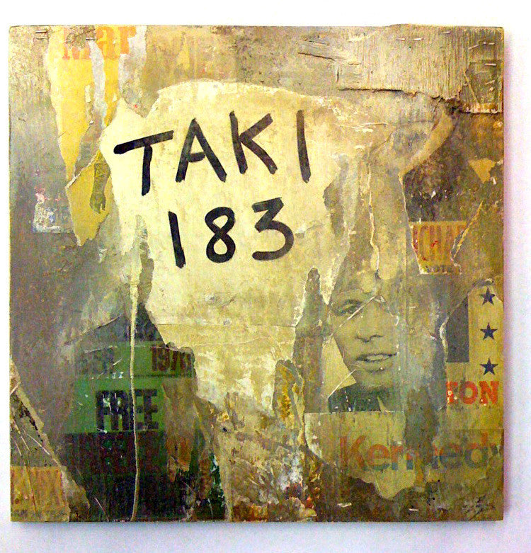 TAKI-183 "Tagged Collage" on wood