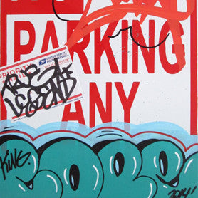 COPE 2 - "Turquoise Classic Bubble 36" No Parking Sign