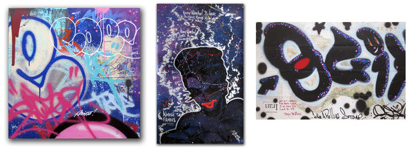 COPE2 Radiant Painting, QUIK "Andy Warhol" Painting & QUIK "Iran Map