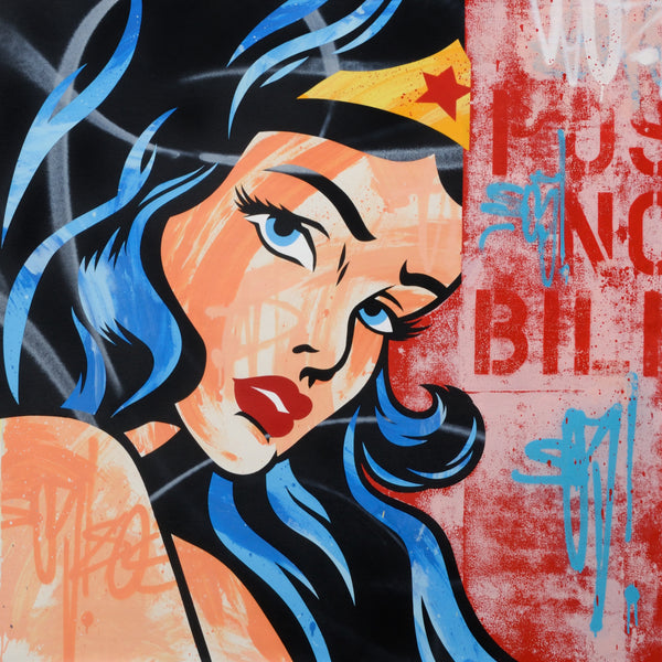 GRAFFITI ARTIST SEEN  -  "Wonder Woman"  Aerosol on  Canvas