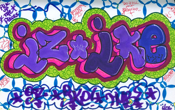 IZ THE WIZ - "IZ & IKE"  Black Book Drawing