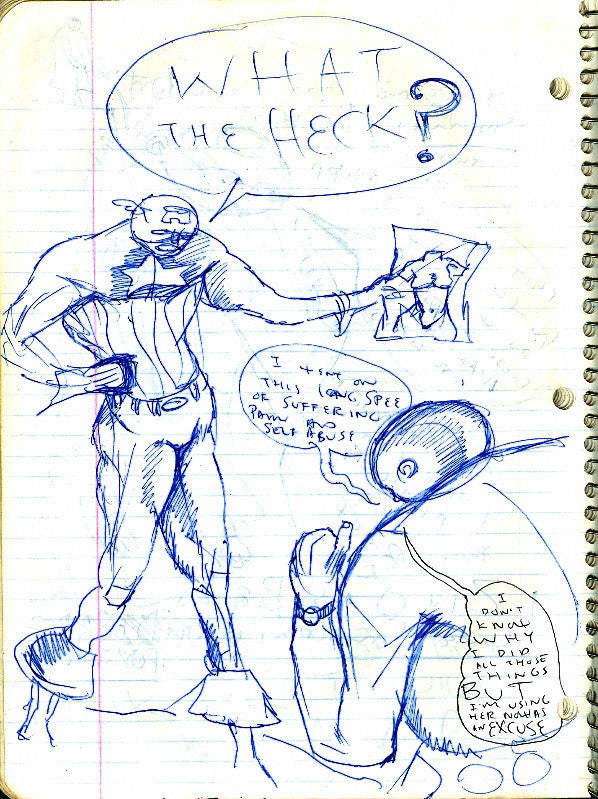 DANIEL JOHNSTON -  "What The Heck-Notebook Drawing"