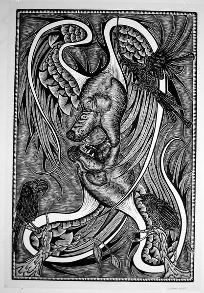 DENNIS McNETT - "Wolfeagles with crows"